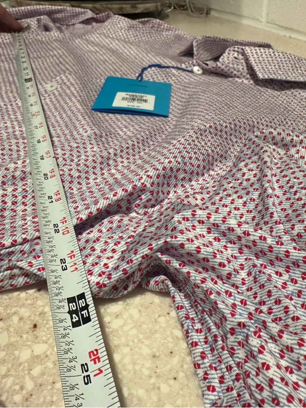 Bugatchi James AirBlue Long Sleeve Button Up Shirt Red & Blue Geometric Print 2X - Picture 10 of 14